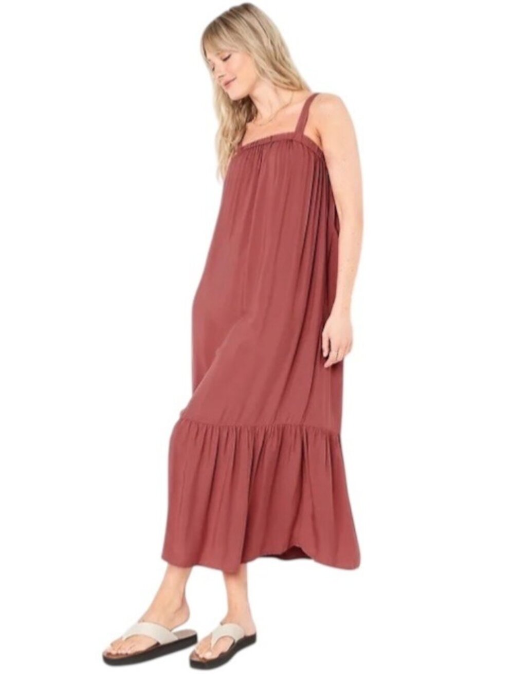 Old Navy Tie-Back Maxi Swing Dress Pink Size XL Cottagecore Spring Coastal Boho